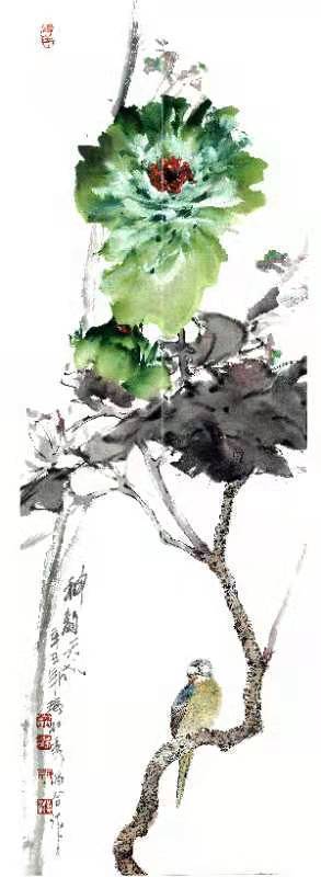 牡丹#画面溢花香,沁心扉,当代著名画家肖瑞权国画牡丹作品欣赏