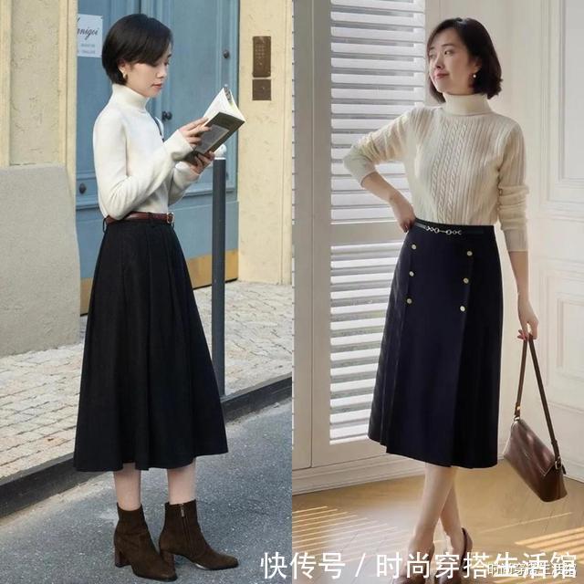 百褶裙|?今年火了一种穿法,叫“毛衣+半裙”,显高又显瘦,小个子也能穿
