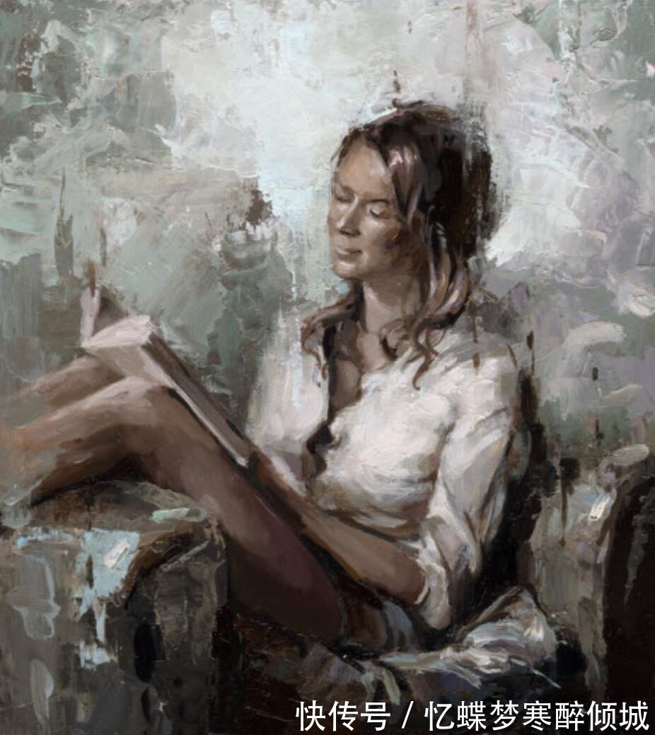 绘画!3D雕刻似的画面上典雅、知性的柔美女性|维克多唯美的调色刀画作