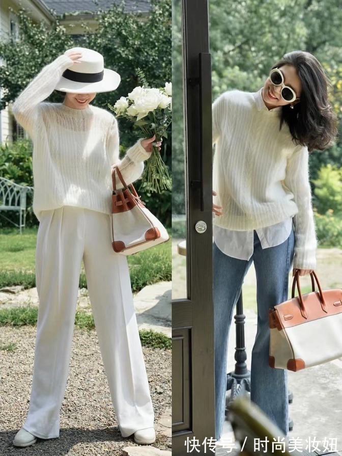 通身 “针织衫+阔腿裤”更有气质,借鉴这4种穿搭术,穿出高级时尚感