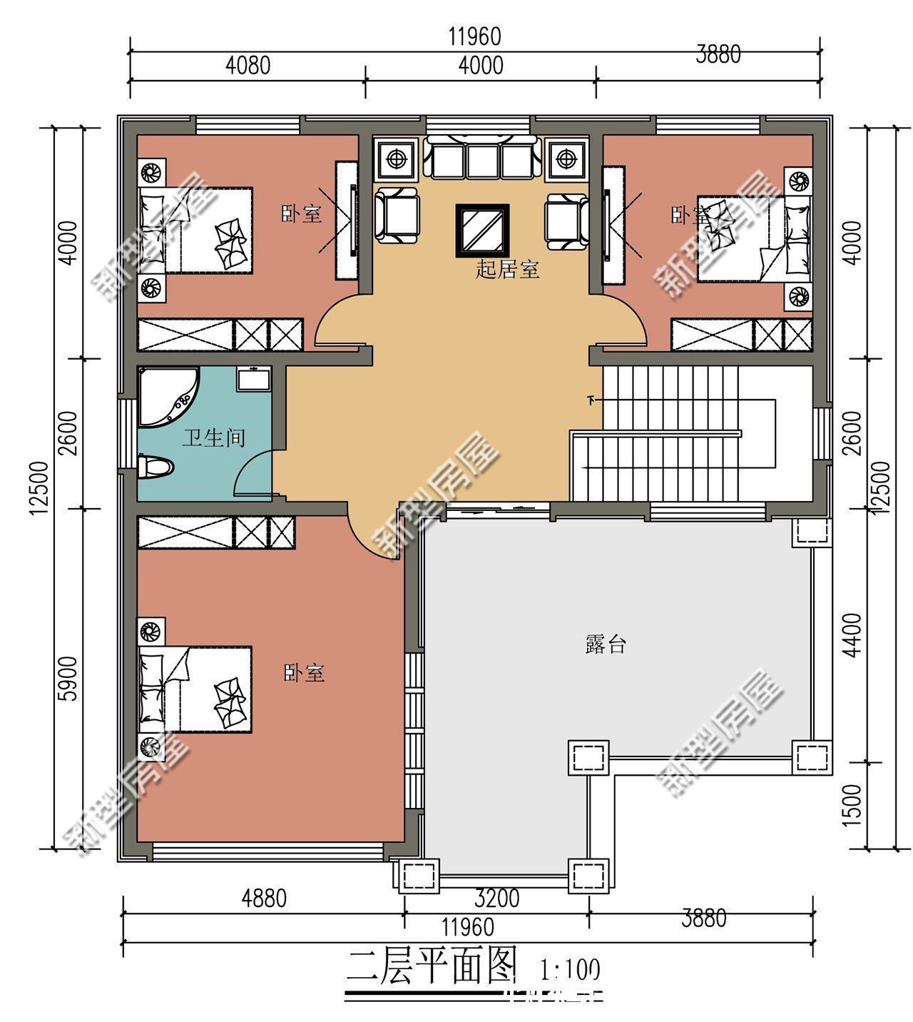 占地面积|占地100多平，多卧室设计，这样的农村别墅25万能盖起来吗？