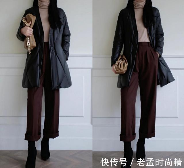 视觉效果|会穿衣服的女人就是有气质!这些大衣、羽绒服搭配,不显胖