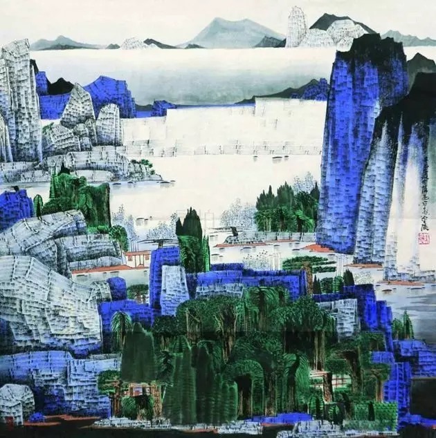 山水画$“江南鬼才”笔下的工笔山水画,色彩丰富,太震撼了!