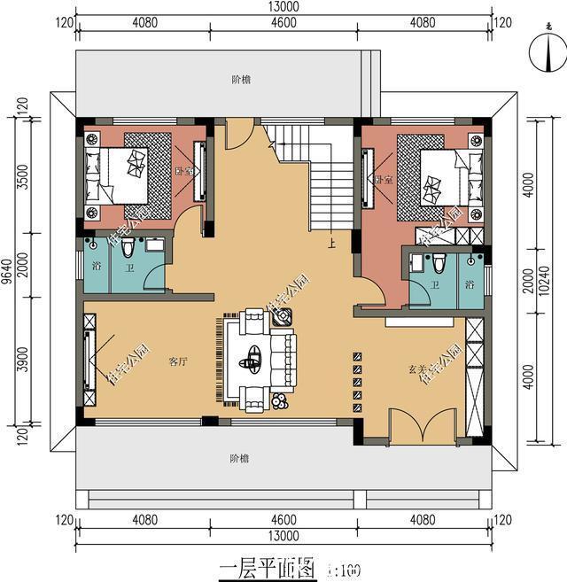 农村|13×10米现代二层别墅,农村盖房,设计两个入户门真的好吗?