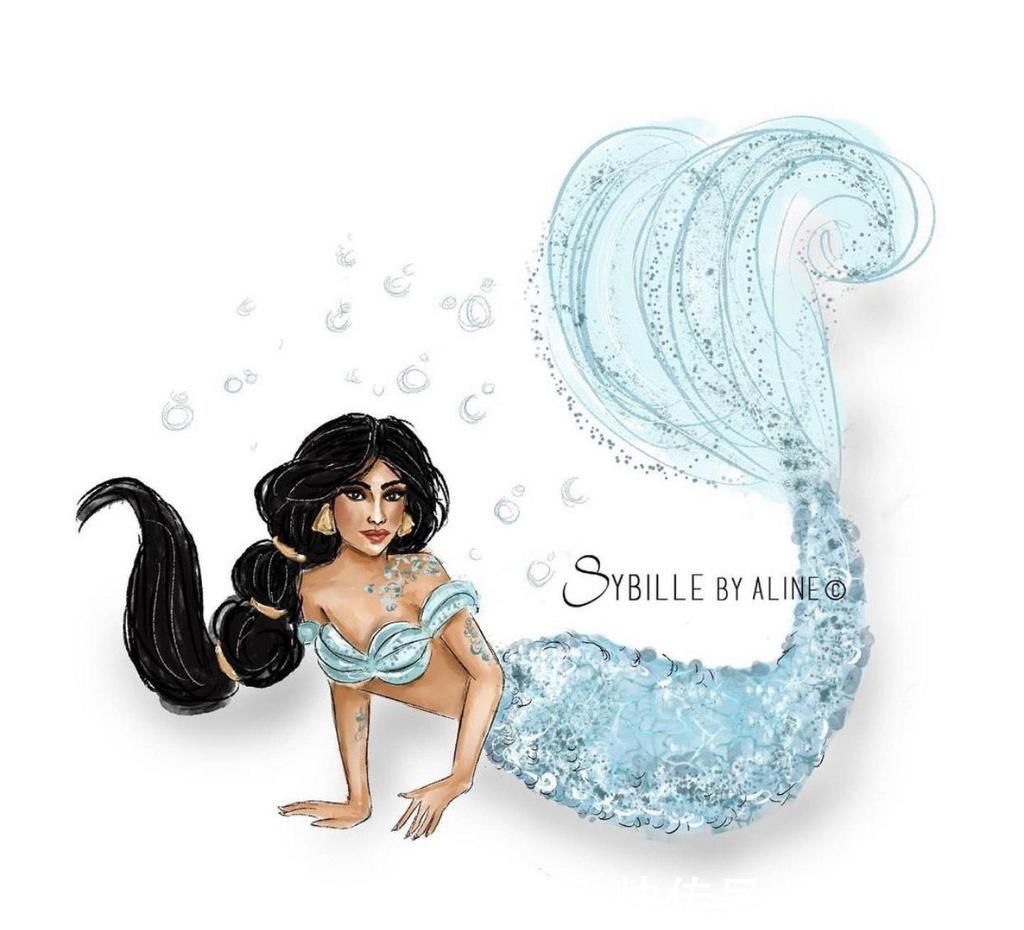 艾莎|迪士尼公主集体变身“美人鱼”,花木兰比艾莎还美,莫阿娜像大妈