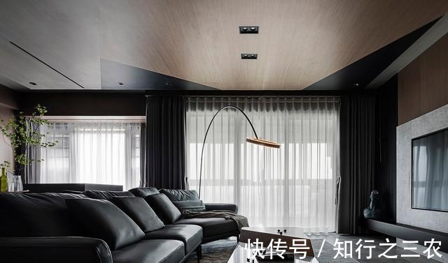 吊顶|139㎡工业风四室,三色拼木饰面+几何吊顶的趣味设计!