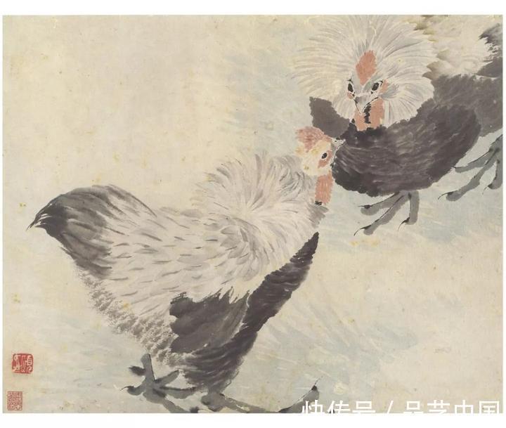 吴昌硕@任伯年的小品,色感十足