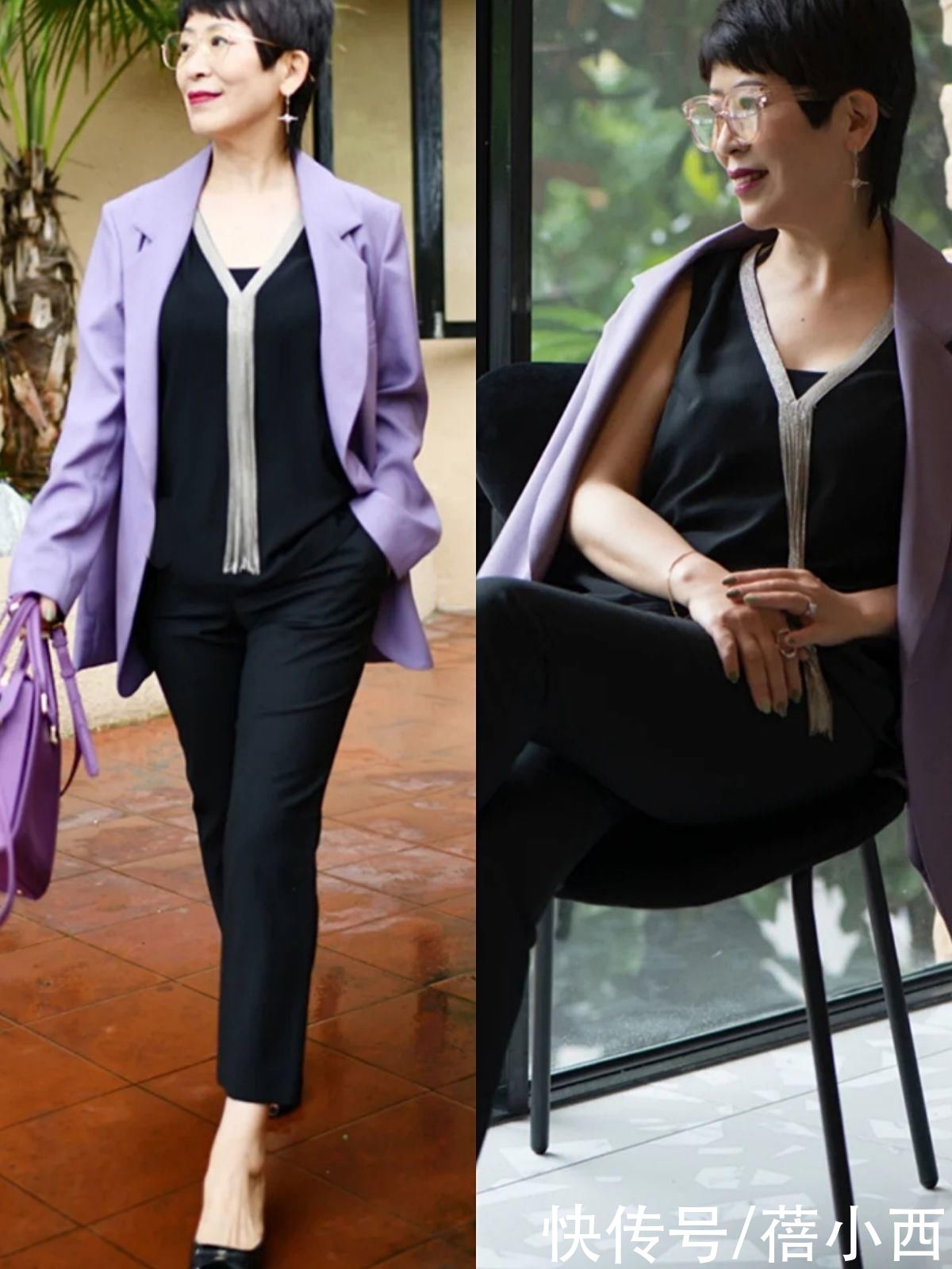 阔腿裤|50、60岁的女人，会穿+有气质比长相重要，这么搭得体时髦显气质