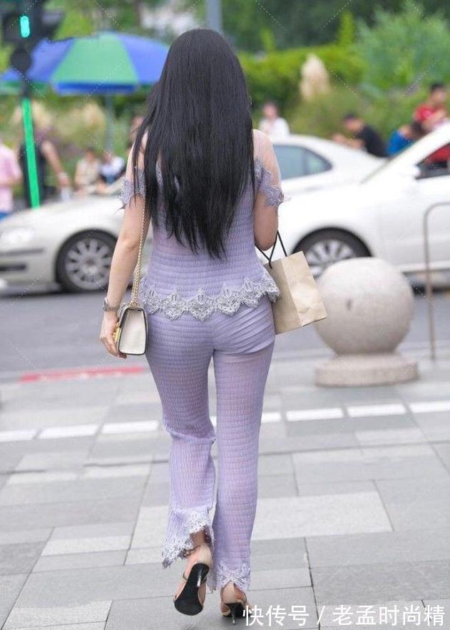西装|浅紫色蕾丝薄纱上衣搭配阔腿长裤子, 清新自然, 时尚又减龄