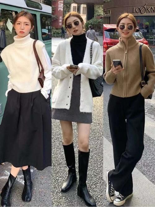 韩国街头的美女都爱的穿搭，大地色系毛衣百穿不腻，经典简约！