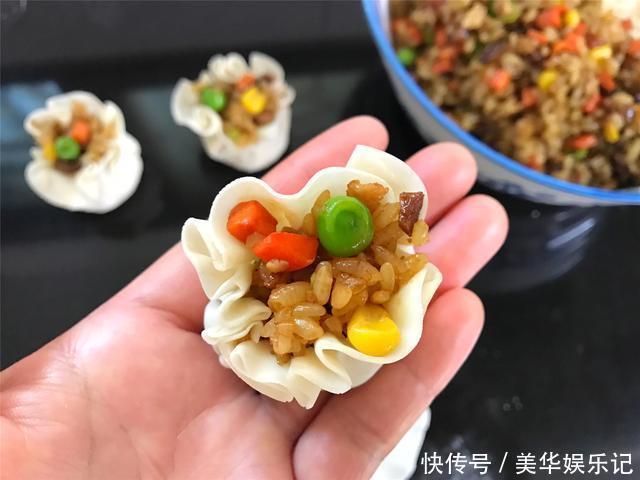  烧卖|饺子皮加1碗糯米，做成快手早餐，皮薄馅大，一人一屉不够吃