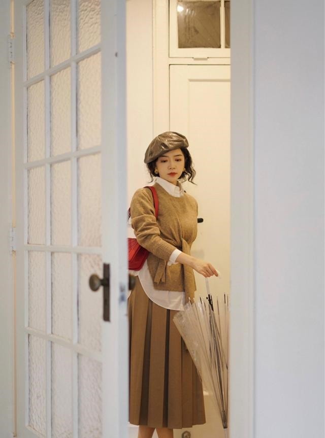 千鸟格 今秋不流行卫衣配牛仔裤了,像三木这样搭,才是真的美有气质