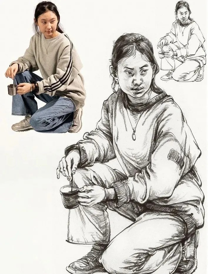 衣褶$你画的蹲姿动态速写是不是很容易“扑街”?