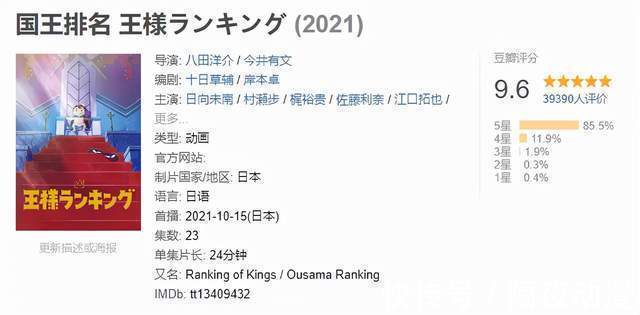 大王子|豆瓣9.6，B站9.9！《国王排名》，居然弄哭了大半个B站的动漫迷