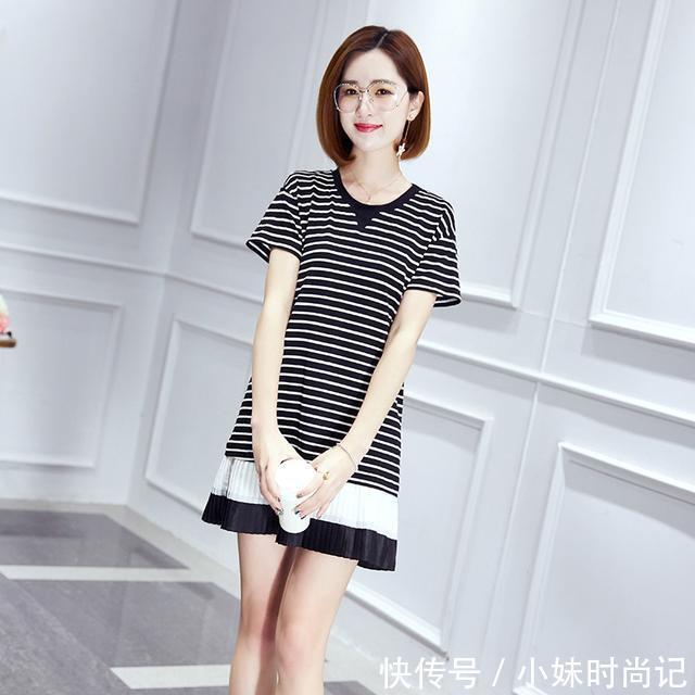 圆领|腹部偏大的胖mm,可以尝试较为宽松的裙子哦