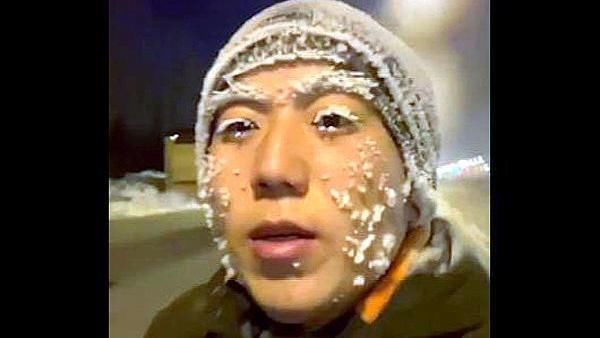 东北人|小伙早上跑步冻成“圣诞老人”,东北人的耐寒属性南方人不服不行