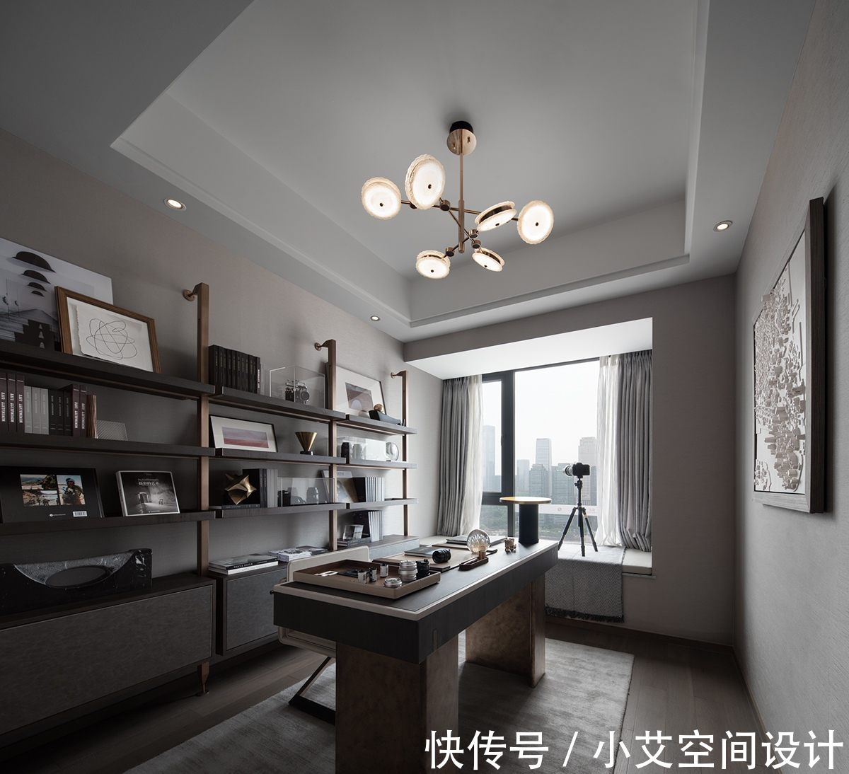 吊灯|234㎡软装设计，优雅色调和流畅曲线结合！