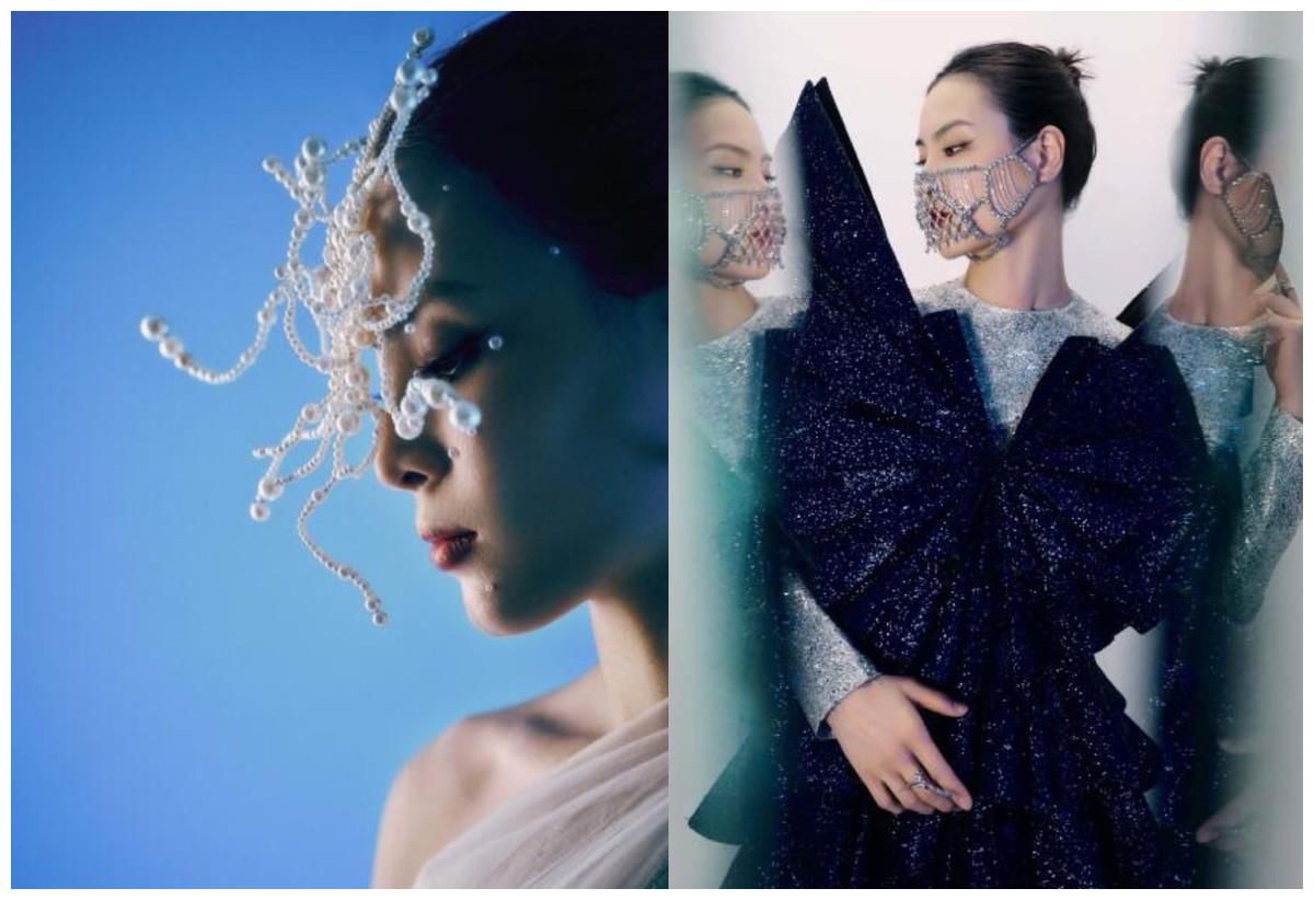 珍珠|35岁吴敏霞罕拍大片，五官精致珍珠直接贴脸上，气场不输专业模特