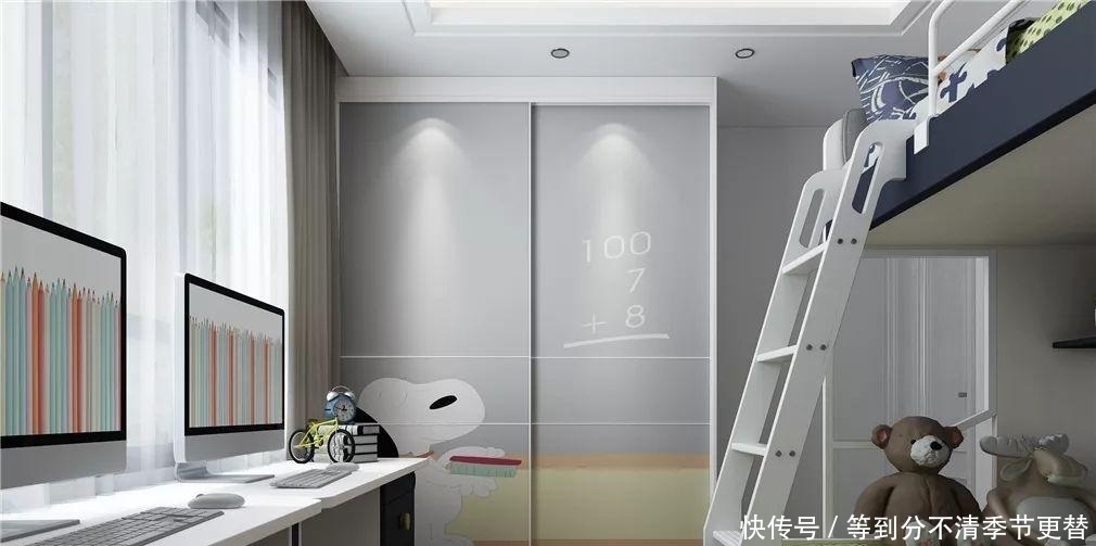 小公主|上下床衣柜电脑桌一体设计，非常节约小户型家庭空间