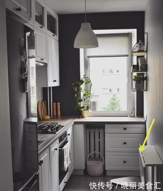 薄柜|L型厨房过道1m宽,加20cm宽薄柜台面,变身U型厨房,小户型这样学