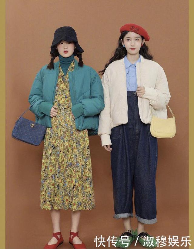 很有个性的闺蜜穿搭，过年就要鲜艳的服装，看着都觉得心情好