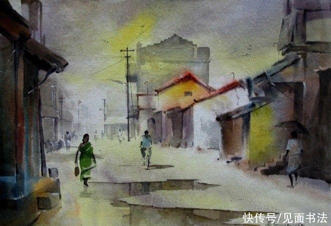  绘画|「愙斋书法」印度Elayaraja水彩绘画作品