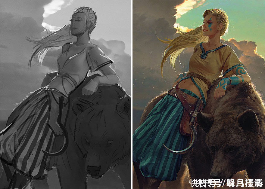 初稿|27个初稿与成品对比照,前后差距太大,网友:这是同一副画吗