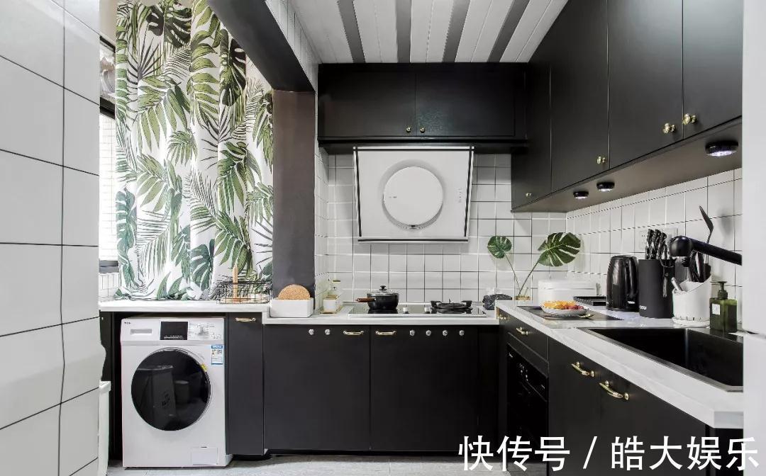 厨房|79㎡旧房改造,阳台打通纳入厨房,莫兰迪配色超高级