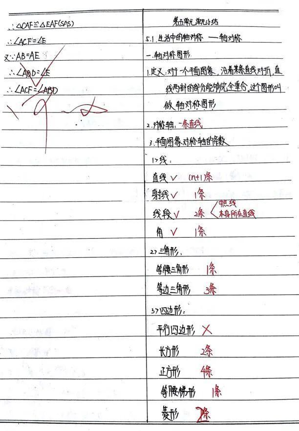 数学|模范笔记：一份西工大附中学生做的七下数学笔记