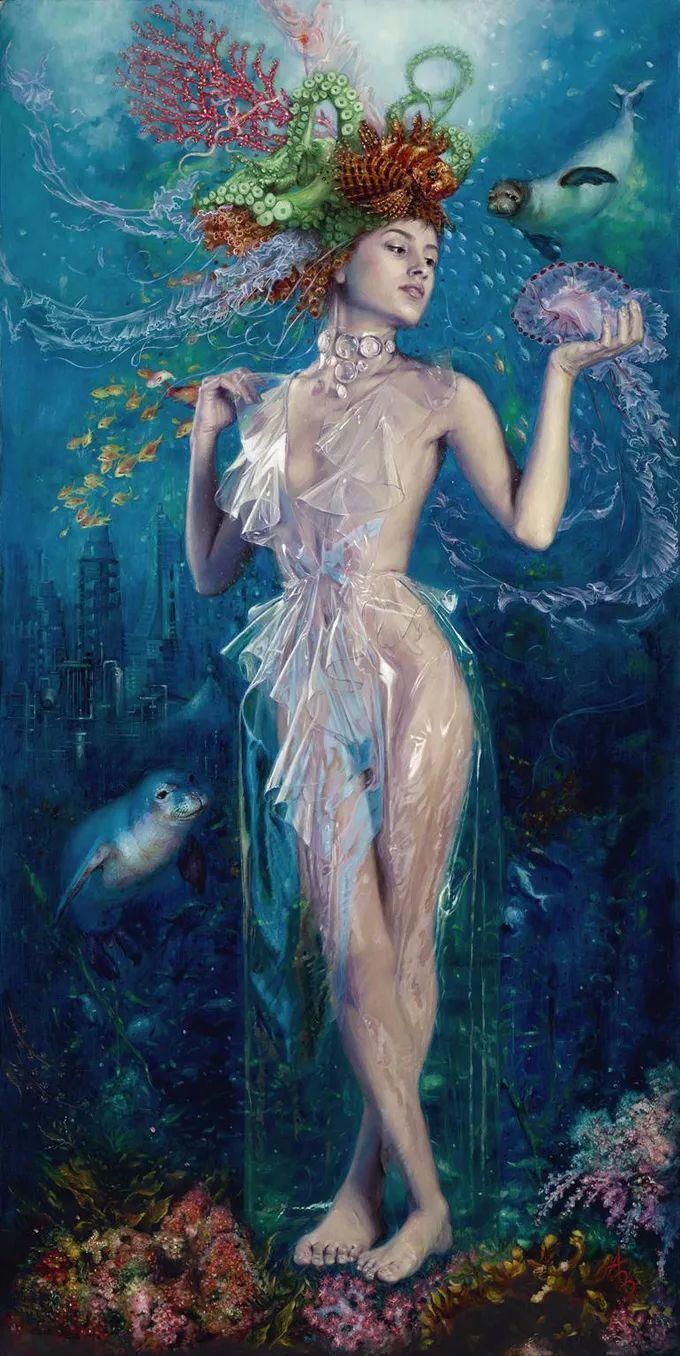 ·曼努克@自然又野性的存在,美女艺术家的唯美油画欣赏