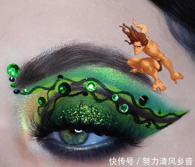 眼妆|把“动画人物”画在眼上，艾莎女王有创意，芭比粉的小樱竟这么美