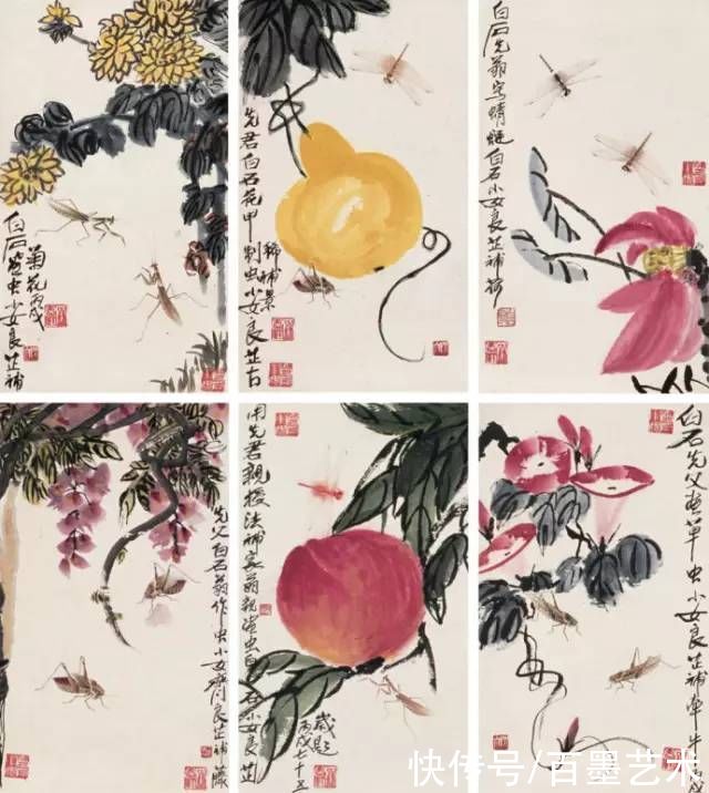 蝴蝶|齐白石草虫图200张,他把草虫画活了