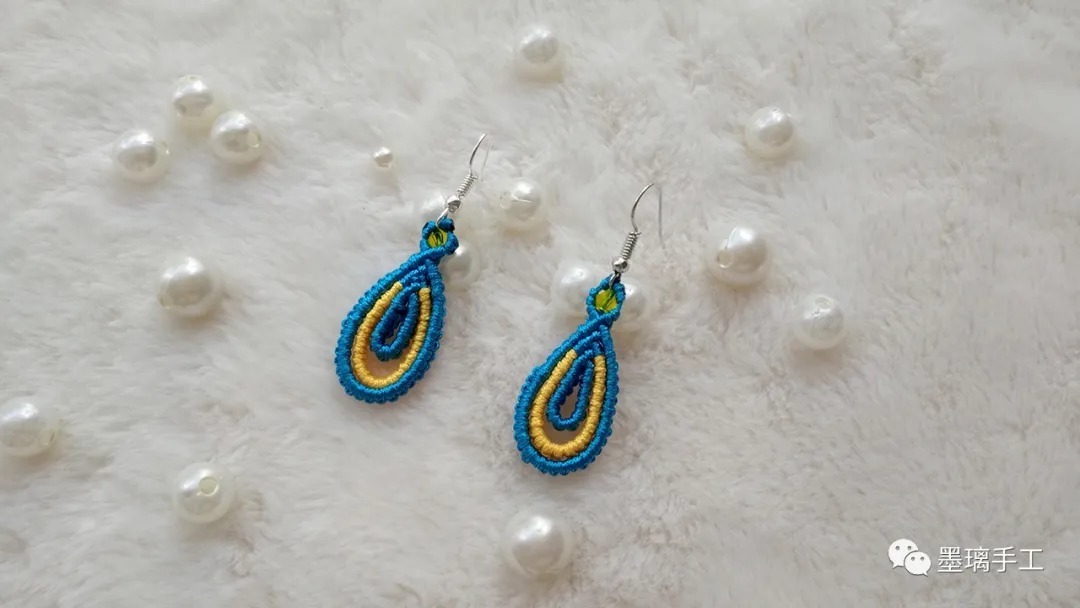 适合新手diy编的水滴型水晶耳环手工编绳