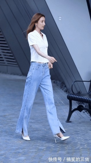 西装|街拍:白色西装搭配牛仔裤,穿出绝佳好气质,这样的身材谁不爱?