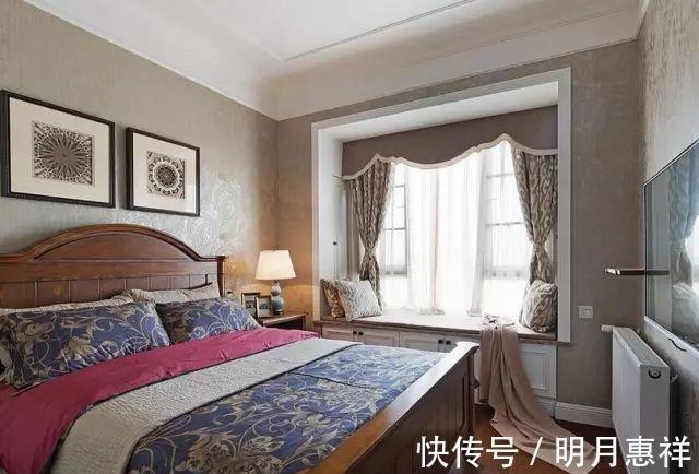 美式|143平米四室新房，蓝色背景墙，花纹吊顶，经典美式风格