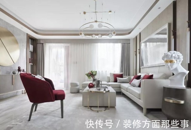 大理石|210平红色是这个家的主角结合软装,带来安全感与舒