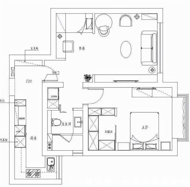 玄关|50平简约风公寓设计,整个客厅居然是哑光的