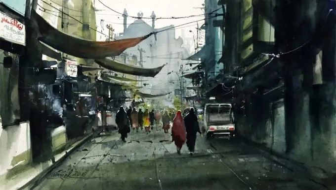 彩色调@极具美感的蓝绿水彩色调,如此画面,令人爱不舍手