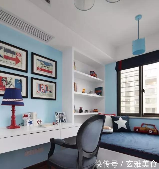 小灵儿|140平美式风格，客厅色彩搭配突破传统，优雅温馨又别具一格