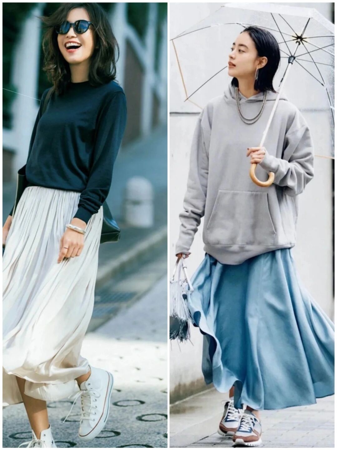 褶皱裙 “卫衣”如何穿得更有女人味?增加这几种元素,高级又优雅