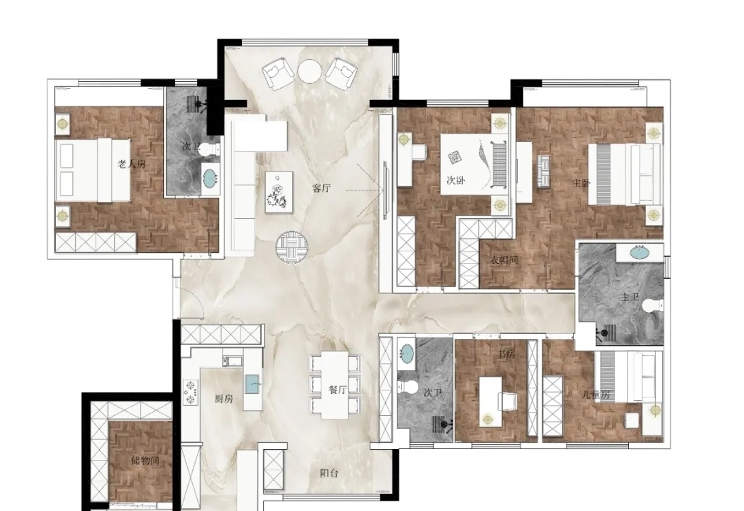 西安谷|西安谷空间设计:简练质感高级灰的奢,碧桂园翡翠华府215㎡设计