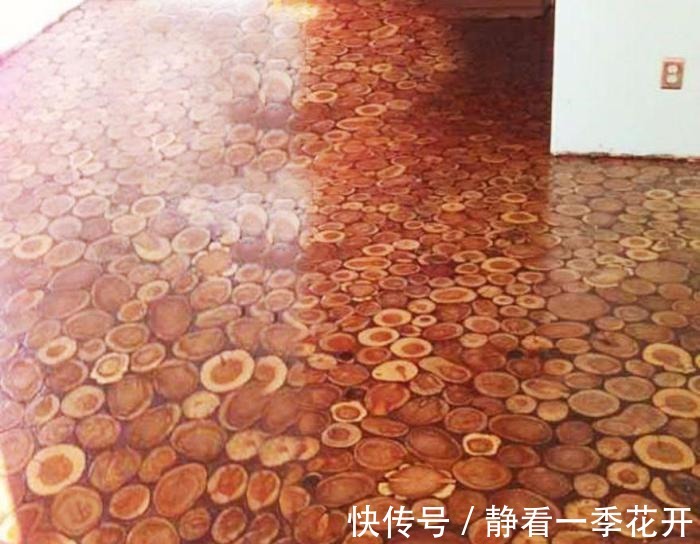 装修|业主花300买棵树锯成小段, 自创“纯实木”地板, 效果比瓷砖还棒!