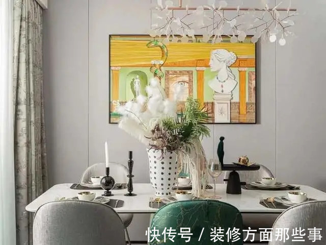 三居室|128平现代风三居室灰墙面绿画,简约时尚又好看