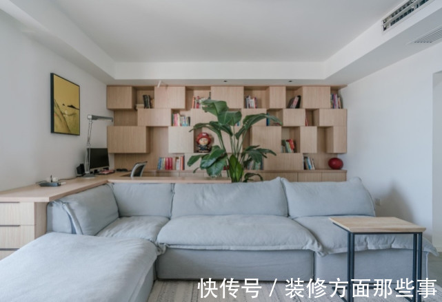 落地柜|97平北欧风三居室,一字型的落地柜,空间整体感和储物兼具