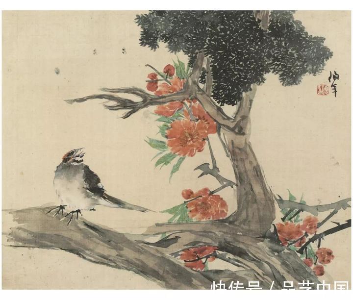 吴昌硕@任伯年的小品，色感十足