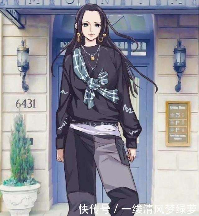路飞|当海贼王遇上现代服装,路飞阳光帅气,女帝像御姐,他却像混混