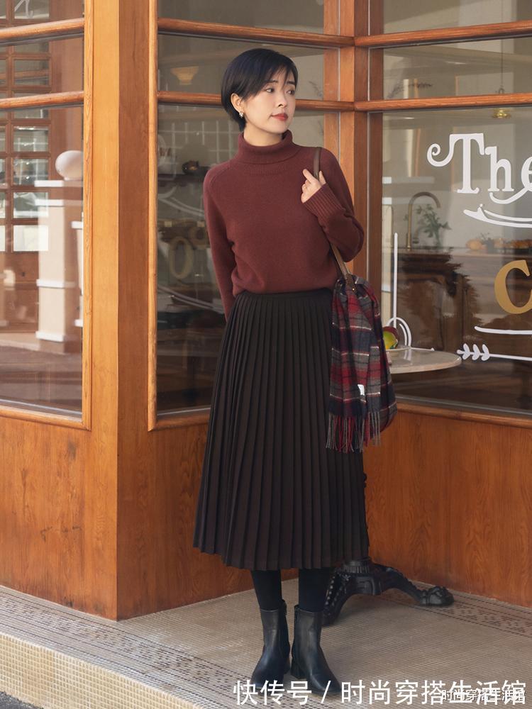 tips|降温了,被这位小姐姐穿搭圈粉了,毛衣这样穿时髦保暖又显瘦