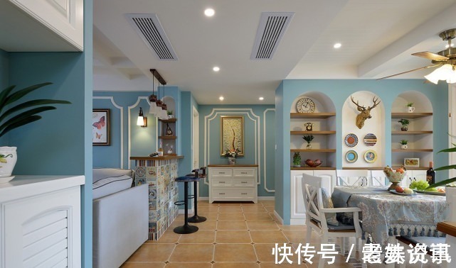 浅蓝色|131平以甜美欢快清新的设计风格为主调,从进门就有家的感觉