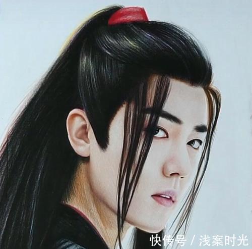 脖子#美术生彩铅绘“魏无羡”,画完脖子的那一刻,小飞侠:真实!