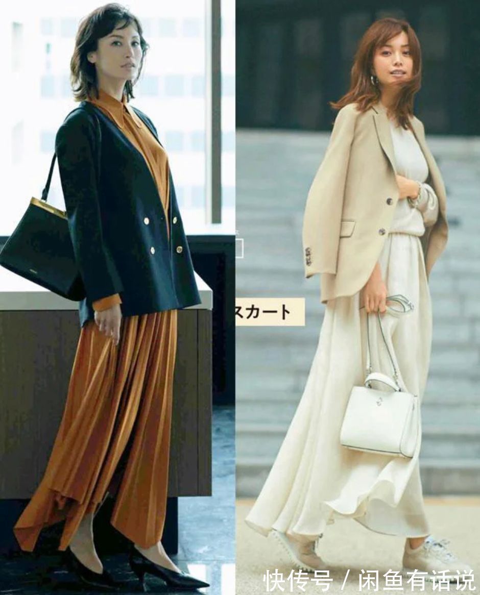 配裙|穿衣段位高的中年女人,春天选择“西装+半裙”,不扮嫩也不显老